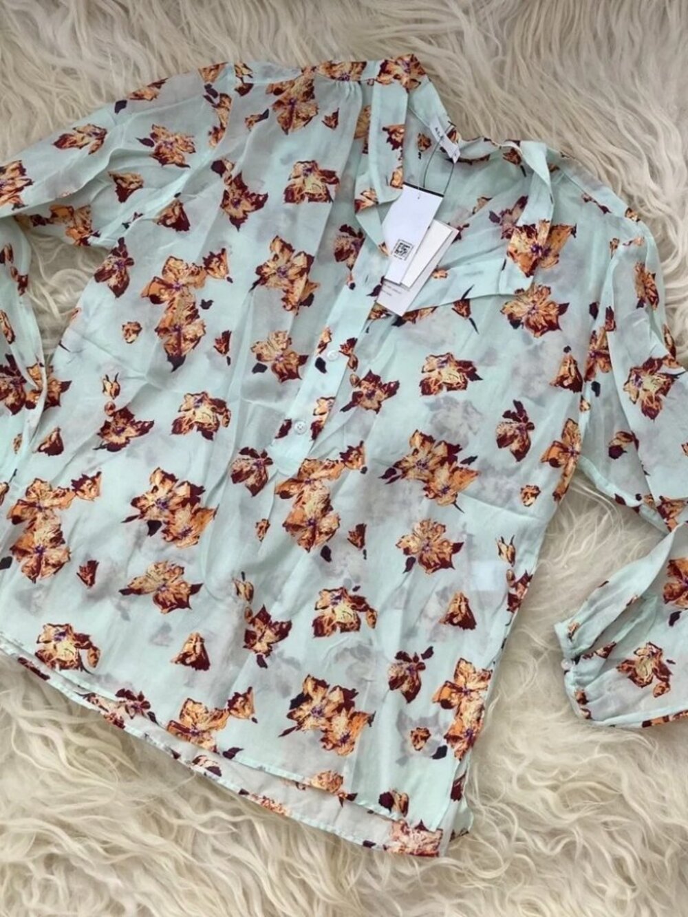 A.L.C. Shira Floral Print Mock Neck Blouse 1380 - Picture 6 of 13